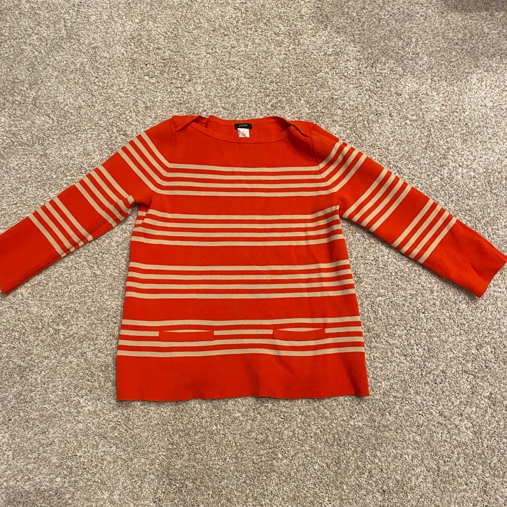 J.crew XS orange striped boatneck structured top